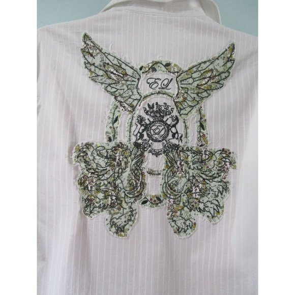 English Laundry Mod Mens Med Button Up Casual Embroidered Applique Flip Cuff EUC - Picture 3 of 16